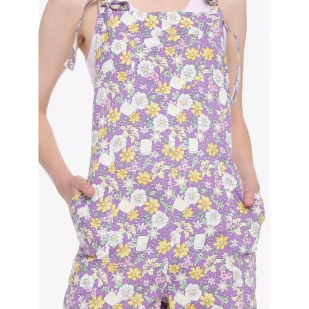 Disney Princess Purple Floral Romper with Yellow Accents